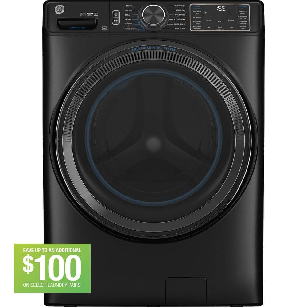 GE 5.0 cu.ft. Smart Front Load Washer in Carbon Graphite with Steam