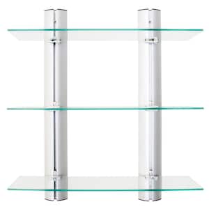 Mindy 20 in. Floating 3-Tier Adjustable Frosted Glass Decorative Wall Shelf