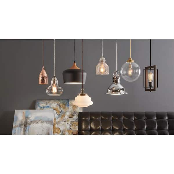 1-Light Brushed Nickel Mini Pendant with Clear Crackle Glass Shade