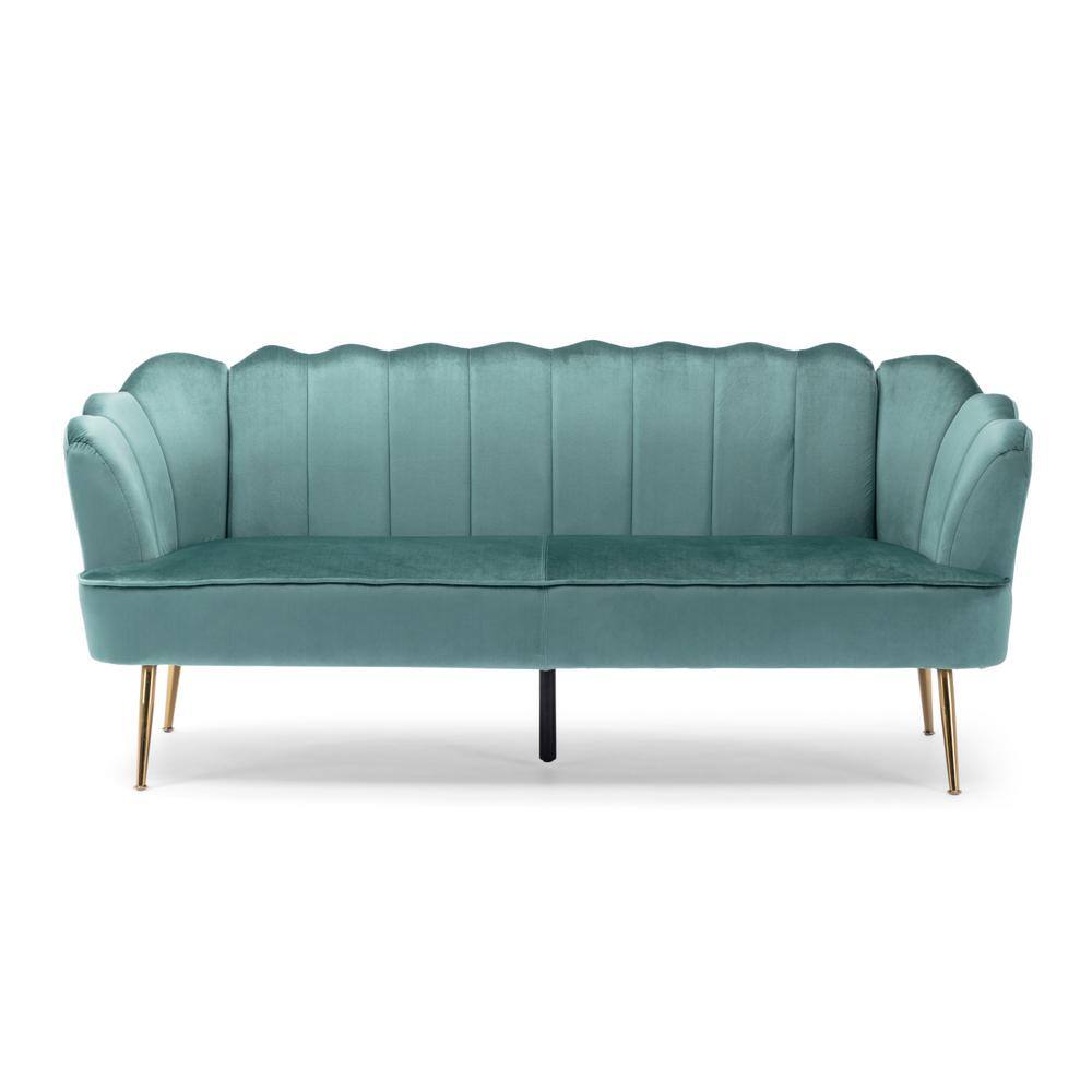 Turquoise and Gold Velvet 3-Seater Lawson Sofa