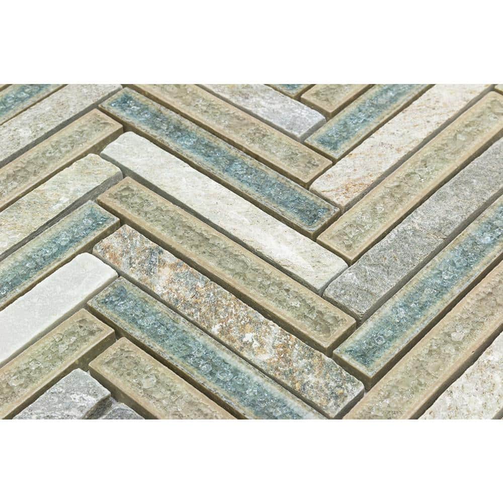 Roman 10'' x 11'' Marble Herringbone Mosaic Wall Tile