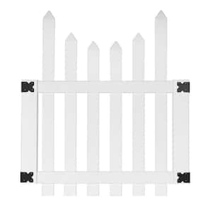 3.5 ft. W x 4 ft. H White Vinyl Glendale Scalloped Top Spaced Picket Fence Gate with 3 in. Pointed Pickets
