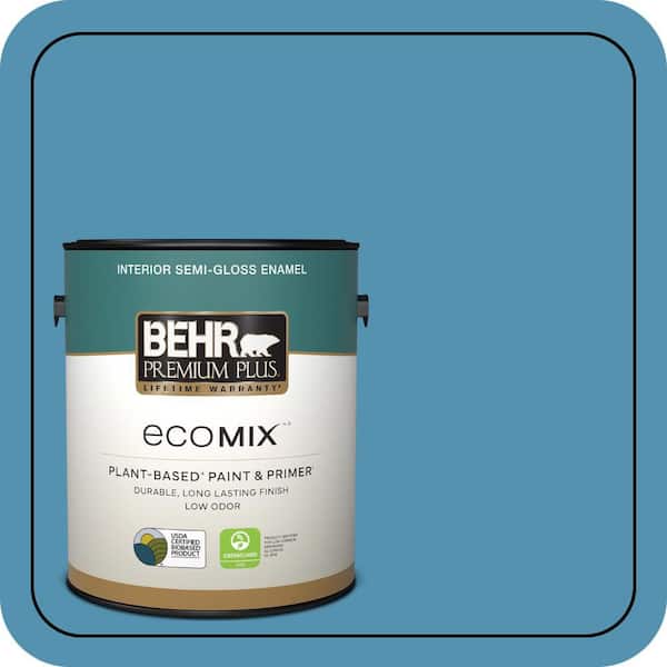 1 gal. #M490-5 Jet Ski Semi-Gloss Enamel EcoMix Plant-Based Interior Paint & Primer