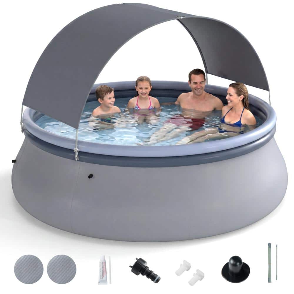 118 in. Dia. PVC Inflatable Pool with UPF 50+ Shade Tent and 792 Gal. Capacity, Blue and Gray price history on PriceWatchPro