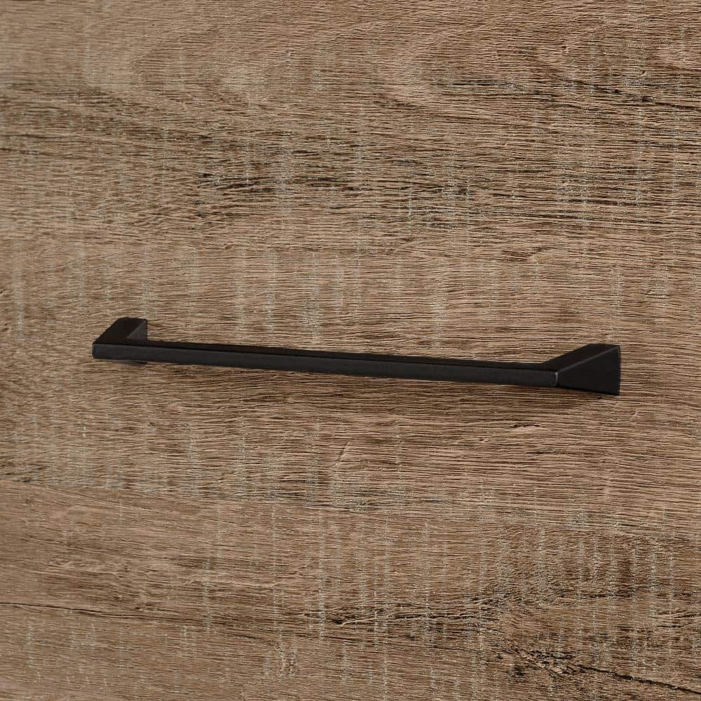 Weathered Oak Farmhouse Double Dresser with Metal Accents