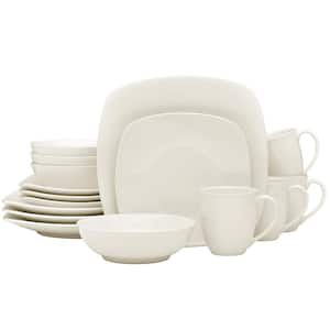 Colorwave Naked 16-Piece Square (Beige) Stoneware Dinnerware Set, Service For 4