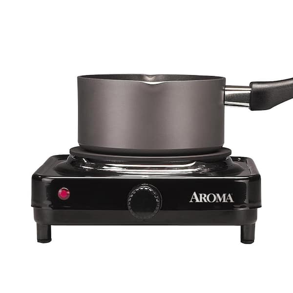 AROMA Single Burner 5.8 in. Black Diecast Hot Plate with 
