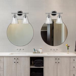 Parker 2-Light Chrome Vanity Light with Clear Glass Shades