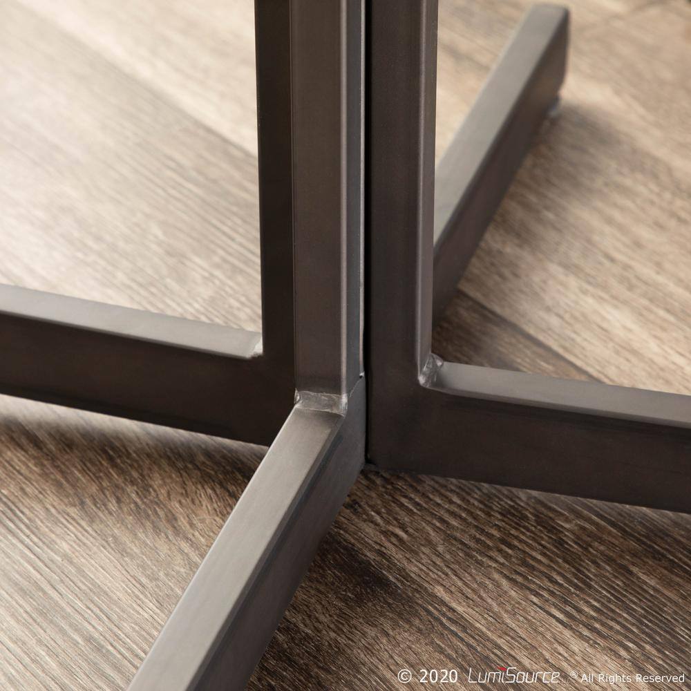 Espresso Bamboo and Antique Metal Industrial Bar Table