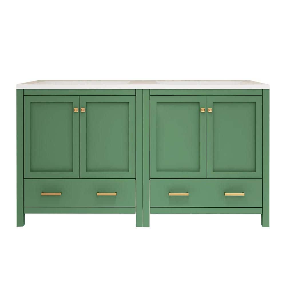 60 in. Freestanding Double Sink Green Bath Vanity with White Ceramic Top price history on PriceWatchPro
