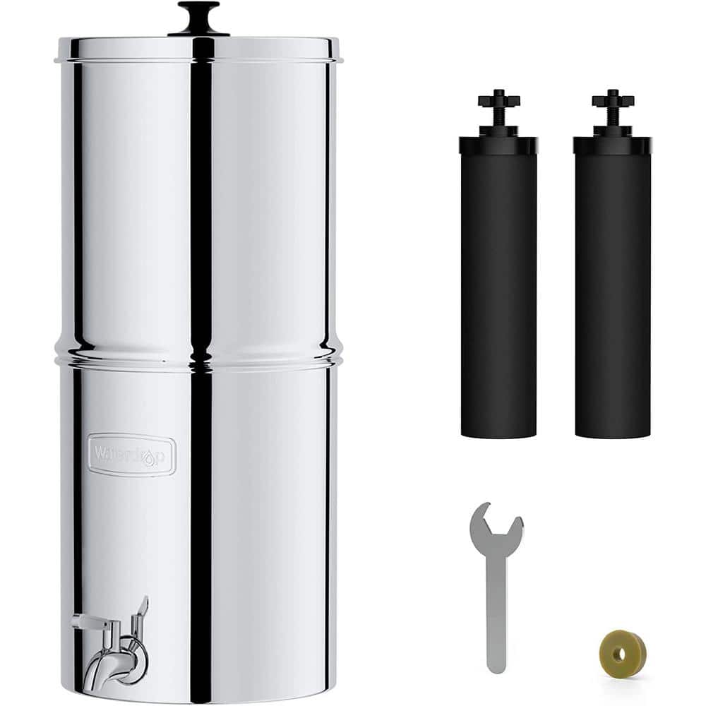 Waterdrop 2.25 Gal. Gravity-Fed Stainless Steel Countertop Water Filter  System with 2 Filters and Metal Spigot B-WD-TK-A - The Home Depot