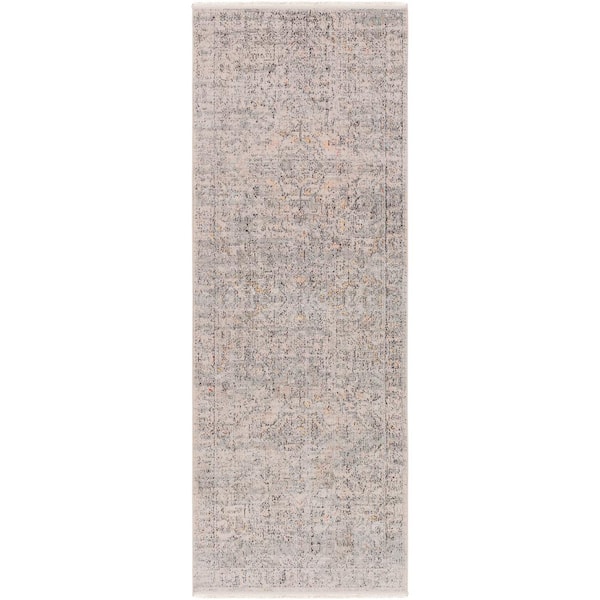 Livabliss Shannon Dark Gray Abstract 3 ft. x 7 ft. Runner Indoor Area Rug