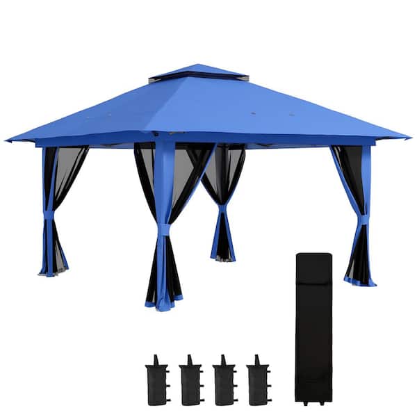 Outsunny Steel Polyester Fabric 111.4 in. x 154.3 in. Arbors Blue