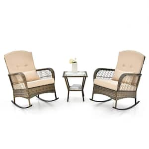 Costway 3-Piece Wicker Patio Conversation Set Bistro Furniture Set 2 ...