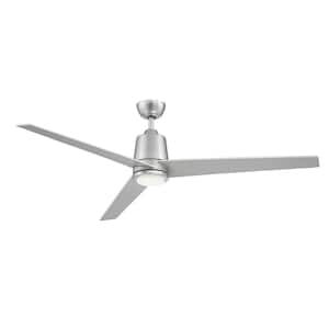 56 in. W x 9.15 in. H Integrated LED Indoor Brushed Nickel Ceiling Fan with Reversible Motor and Remote Control