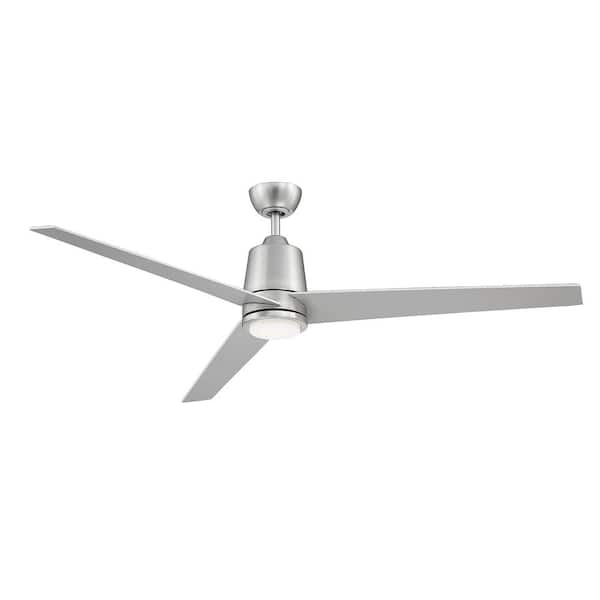 TUXEDO PARK LIGHTING 56 in. Integrated LED Indoor Brushed Nickel Ceiling Fan with Reversible Motor and Remote Control