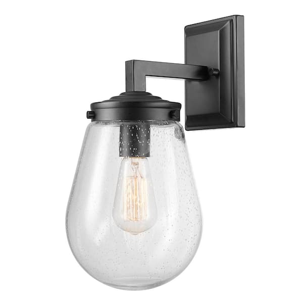 Globe Electric Winston 1-Light Matte Black Outdoor/Indoor Wall Lantern Sconce