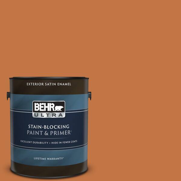 BEHR ULTRA 1 gal. #PPU3-02 Marmalade Glaze Satin Enamel Exterior Paint & Primer