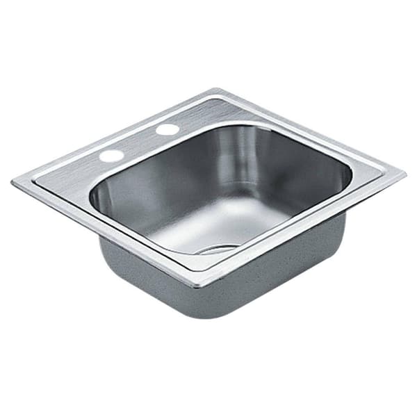 MOEN 2200 Series Drop-in Stainless Steel 15 in. 2-Hole Bar Single Bowl Kitchen Sink