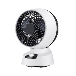 9 in. 3-Speed White Desk Fan with Automatic 60° Shaking Head and Low Voice