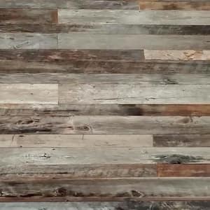 1 in. x 5 in. x 4 ft. Brown and Gray Weathered Barn Wood Shiplap Plank (10 sq. ft/Pack)