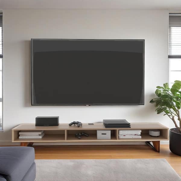 Unbranded 71 in. Oak Wood Wall Floating Shelf, Wall Mounted TV Stand, Media Console Entertainment Center with Cable Management