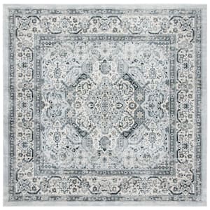 Isabella Dark Gray/Cream 7 ft. x 7 ft. Square Geometric Area Rug