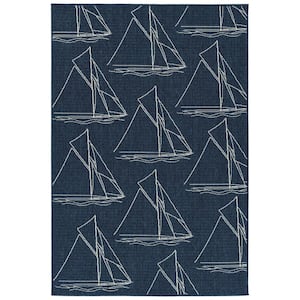 Amalie Navy 1 ft. 9 in. x 3 ft. Indoor/Outdoor Area Rug