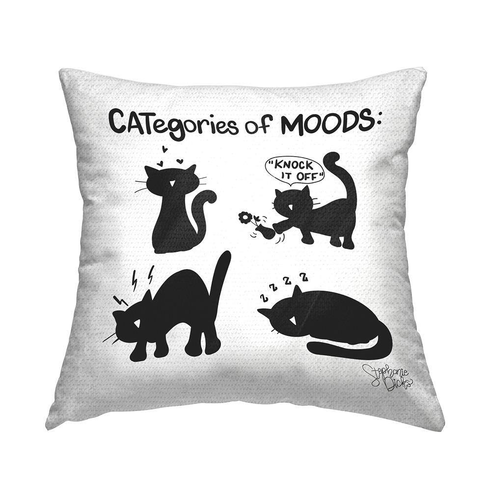 Categories Of Moods Funny Cats Black Square Outdoor Throw Pillow price history on PriceWatchPro