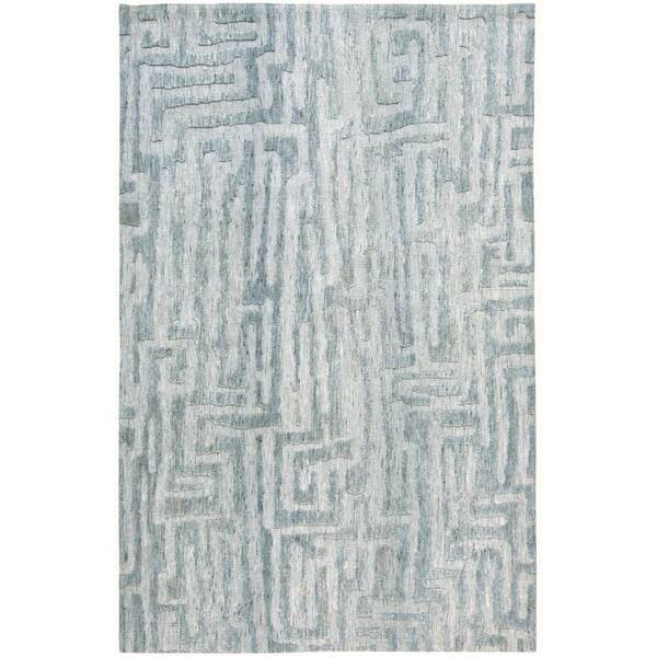 Weave & Wander Oliena Misty Blue/Spa Blue 10 ft. x 14 ft. Geometric Polyester Area Rug