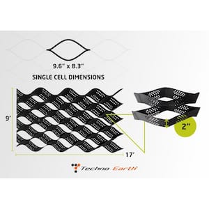 9 ft. x 17 ft. x 2 inch Geocell Black Honeycomb Ground Grid HDPE Plastic Paver (160 sq. ft.)