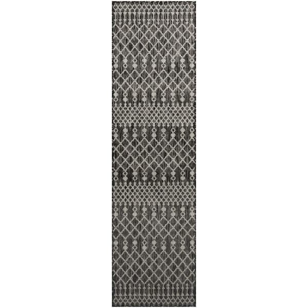 Positano Black 2 ft. x 10 ft. Moroccan Contemporary Runner Area Rug