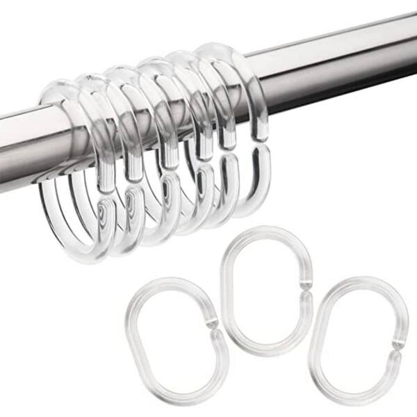 Ruibeauty Leke 24pcs Clear Shower Curtain Rings Hooks Bathroom Plastic Pole Rail Guide Hanger