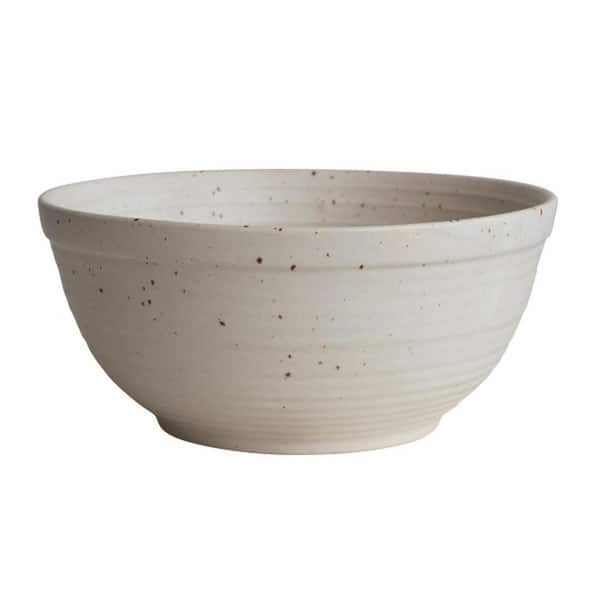 Storied Home 11.5 in. 352 fl. oz. White Reactive Glaze Stoneware Serving Bowl