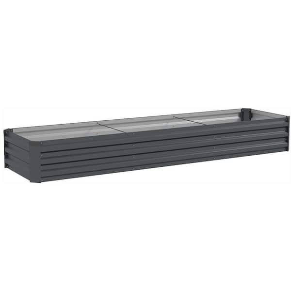 8 x 2 x 1ft. Dark Gray Galvanized steel Rectangular Outdoor Planter Box with Elevated, Safety Edging1-Pack