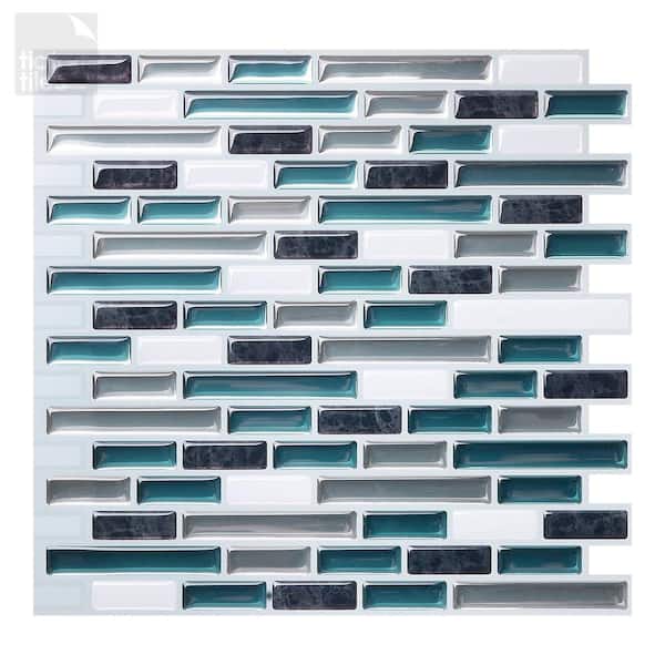 Tic Tac Tiles Como Bay 10 in. W x 10 in. H Peel and Stick Self-Adhesive Decorative Mosaic Wall Tile Backsplash (10-Tiles)