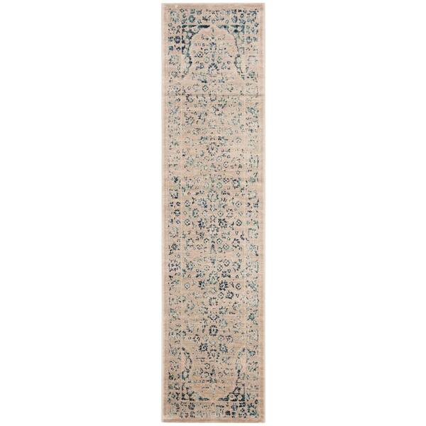 SAFAVIEH Evoke Beige/Turquoise 2 ft. x 8 ft. Speckled Border Runner Rug
