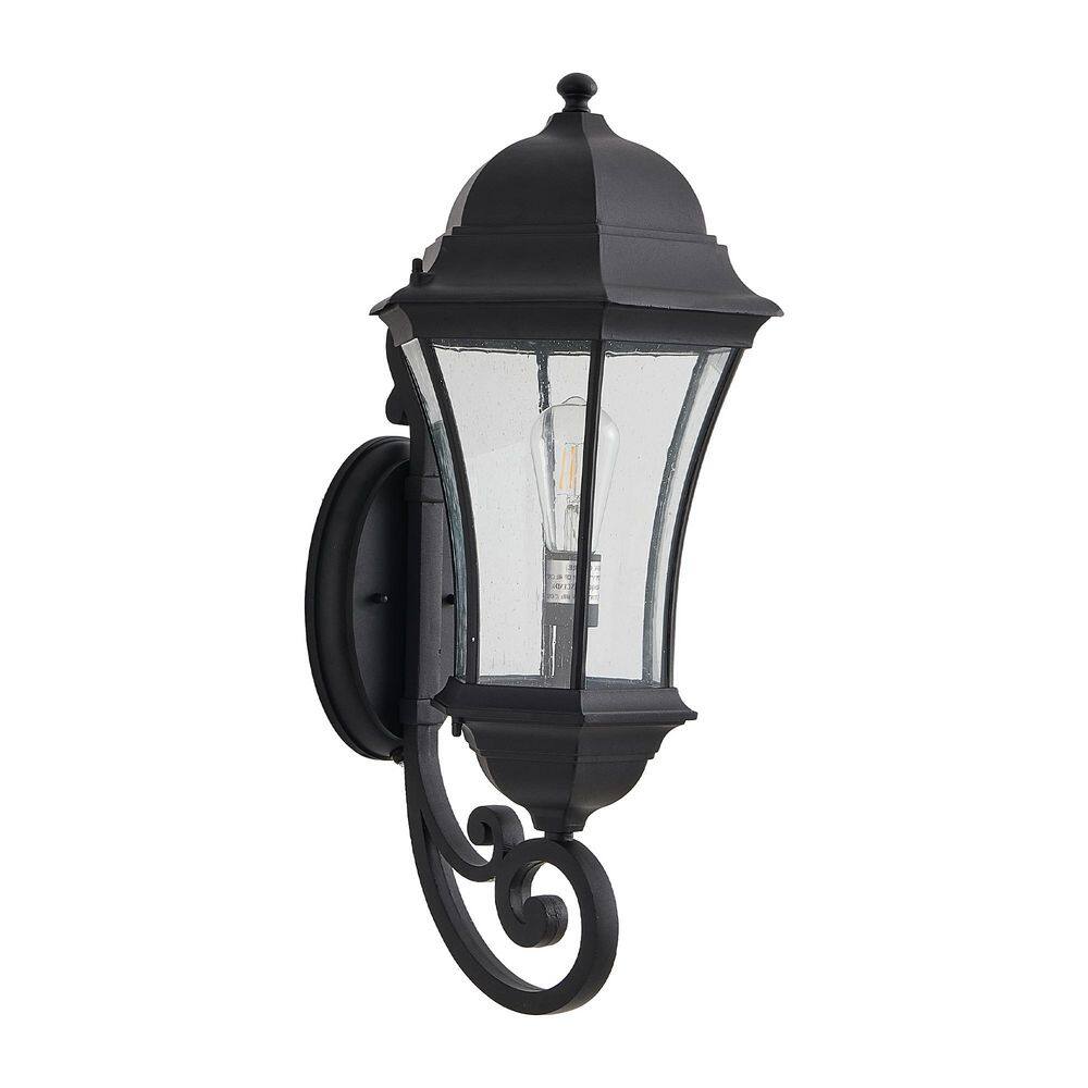 1-Pack Black Outdoor Wall Sconce Lantern with Dusk to Dawn Sensor, Weatherrproof Exterior Light, Bubble Glass, No Bulb price history on PriceWatchPro