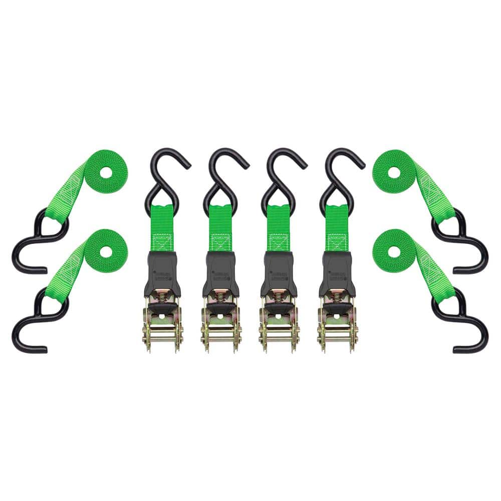 14 ft. x 1 in. Green Padded Ratchet Tie Down Straps with 500 lb. Safe Work Load - 4 pack price history on PriceWatchPro