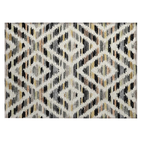 Chantille Machine Washable Indoor/Outdoor Abstract ACN2453 Black 2 ft. x 3 ft. Accent Rug