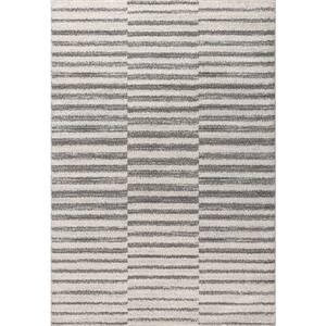 Lyla Offset Stripe Gray/Cream 3 ft. x 5 ft. Area Rug