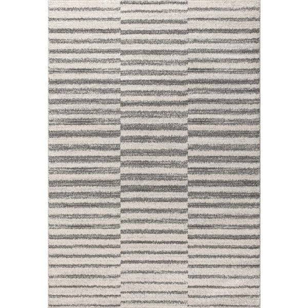 Lyla Offset Stripe Gray/Cream 3 ft. x 5 ft. Area Rug