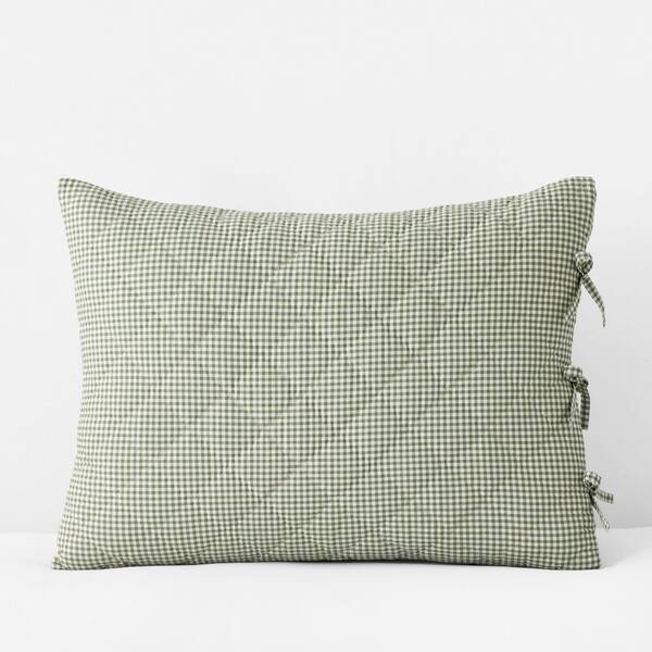 Company Cotton Julienne Leaf Reversible Quilted Green Cotton Standard Sham