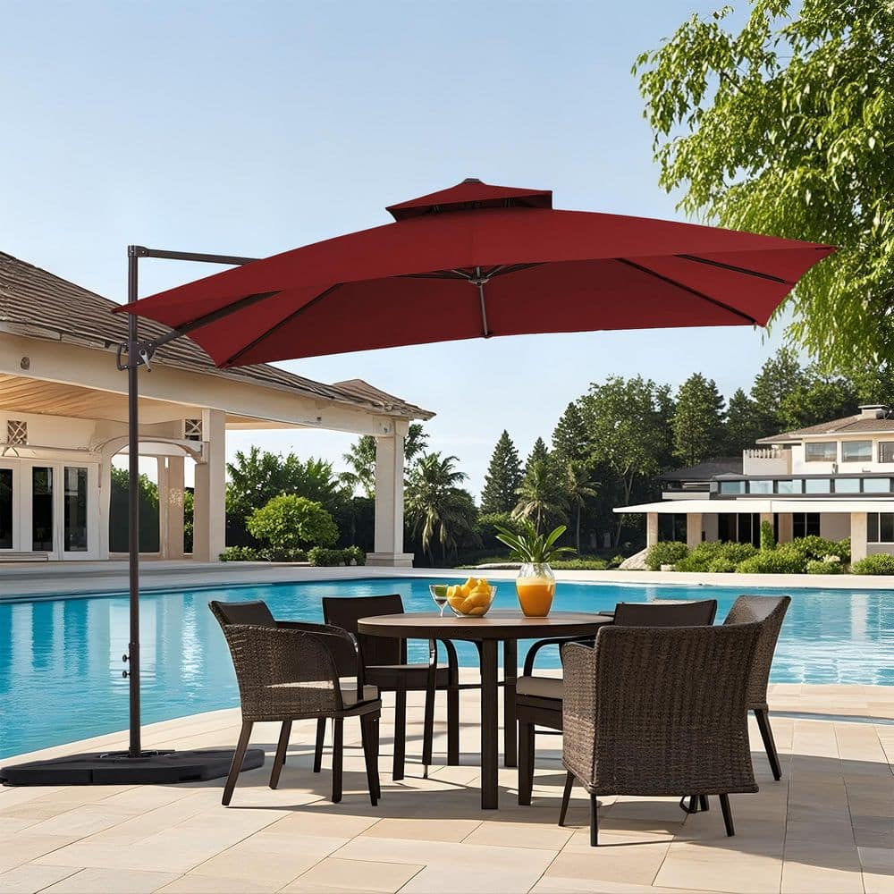 10 ft. x 10 ft. Square Outdoor Patio Cantilever Umbrella with Tilt in Red price history on PriceWatchPro