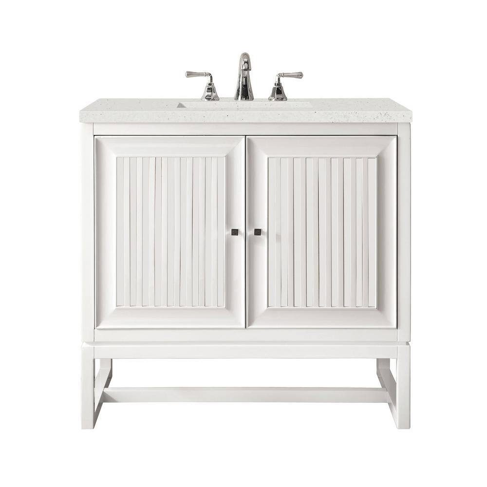 Athens 30" Glossy White Single Bathroom Vanity with Quartz Top