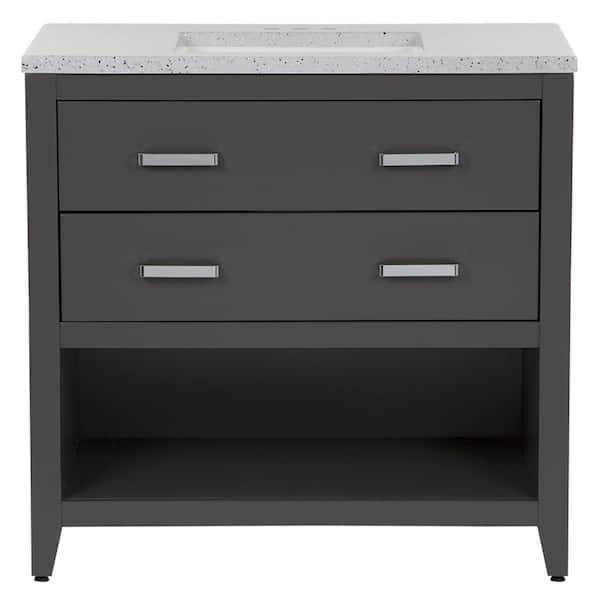 Staghorn 37 in. Single Sink Shale Gray Bath Vanity with Silver Ash Cultured Marble Top (Assembled)