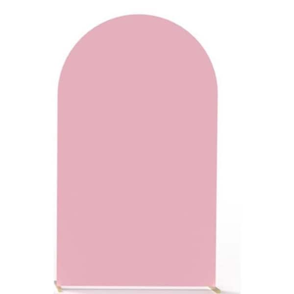 Justincity Set of 2 Upgraded Dusty Pink Spandex Fitted Wedding Arch Backdrop Cover 6.6 ft. 7.2 ft. Round Top Chiara Stand