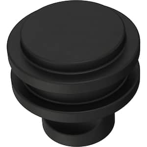 Classic Ringed 1-1/4 in. (32 mm) Classic Matte Black Round Cabinet Knob