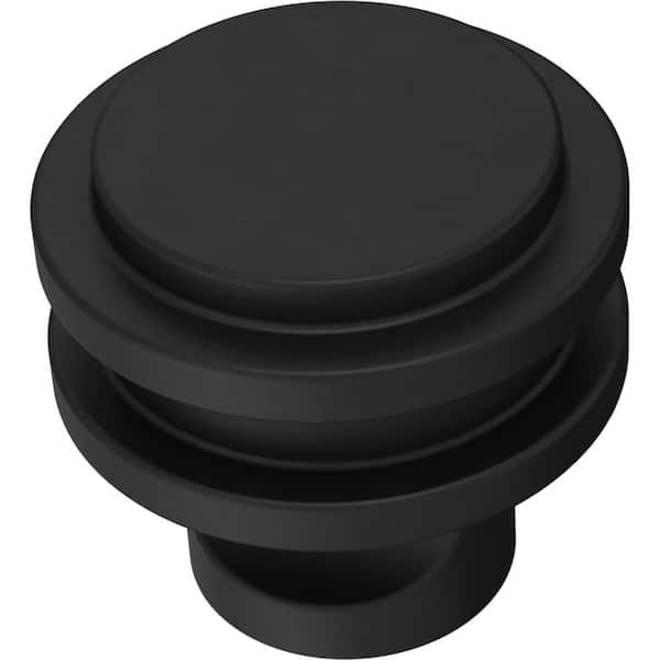 Liberty Classic Ringed 1-1/4 in. (32 mm) Round Matte Black Cabinet Knob