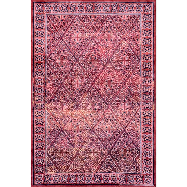 Bagmati Machine Washable Area Rug Pink 5 ft. x 8 ft. Area Rug
